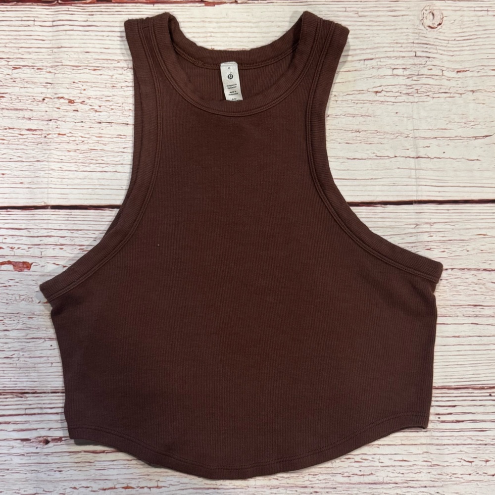 Lululemon Hold Tight Cropped Tank Top in Java Sz 6 - Picture 3 of 11